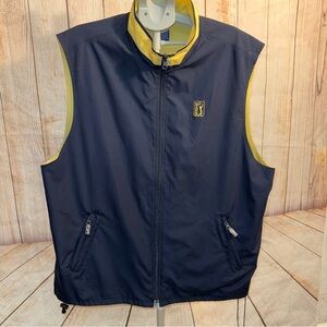 Vintage PGA Tour Blue and Yellow Golf Vest Men’s XXL Windbreaker, Full Zip